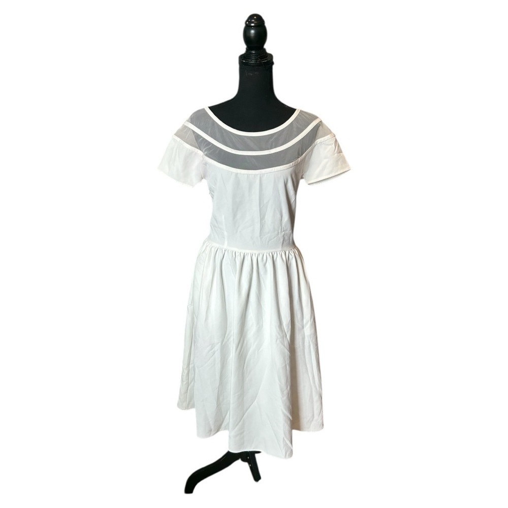 NEW Unique Vintage white Pleated Midi Sundress
